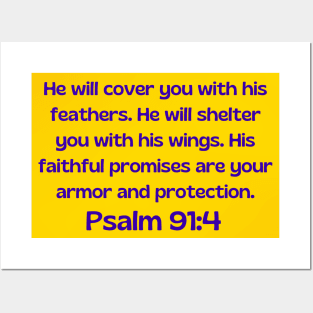 Bible Verse Psalm 91:4 Posters and Art